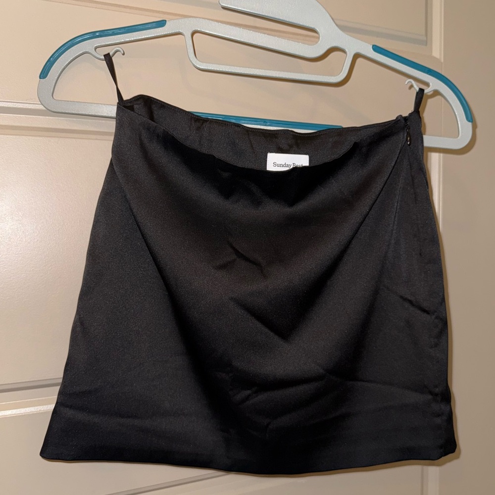 Aritzia satin black mini skirt